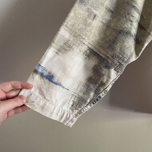 Chicos Women Sz 2/M Off White Landscape Scene 3/4 Sleeve Casual Blazer Jacket - Picture 3 of 8